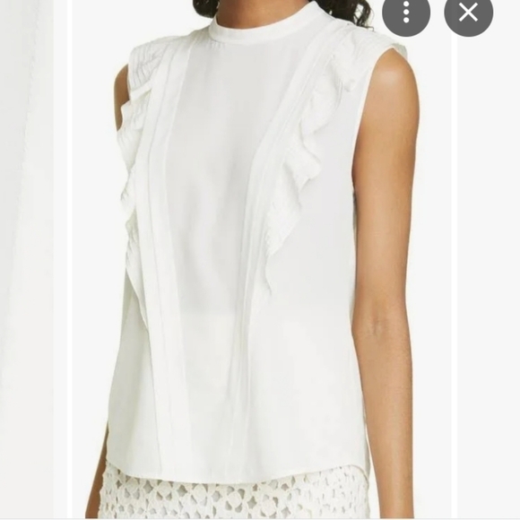 Rebecca Taylor Sleeveless Pintucked Blouse Milk - Picture 3 of 14